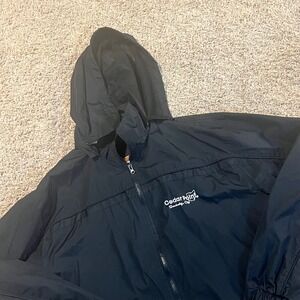 Cedar Point Sandusky Ohio Windbreaker Jacket Tipsy Black Full Zip Hooded XL‎